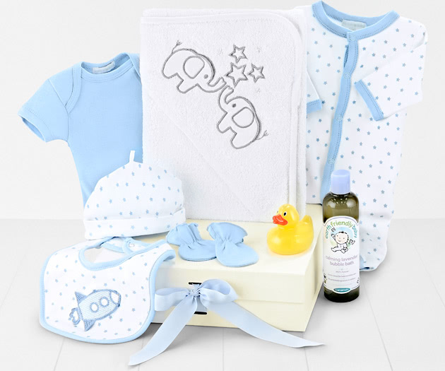 Baby Bath-Time Hamper Gift Box in Blue